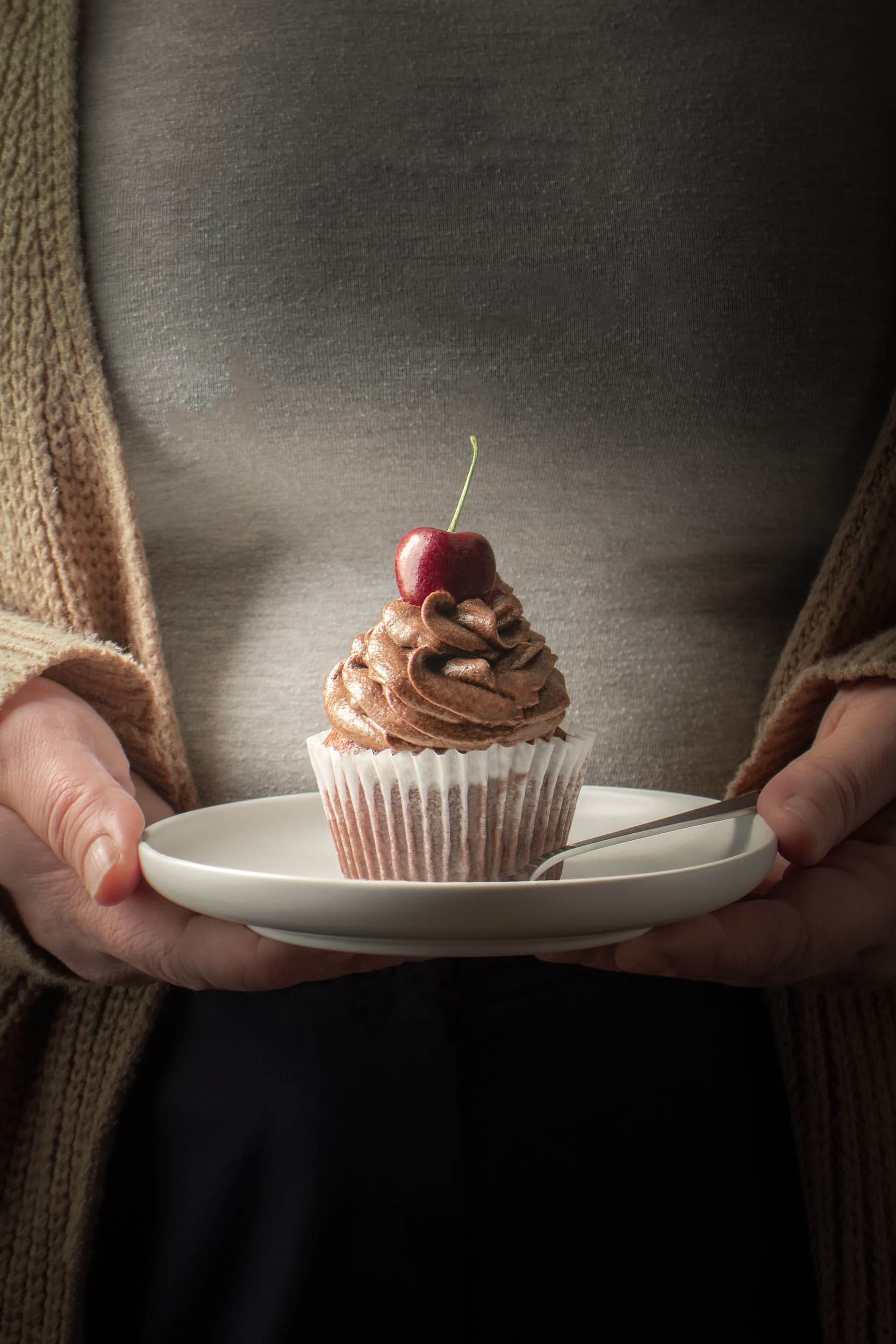 Chocolate Cherry Cupcake - Lou Carruthers Food Photographer
